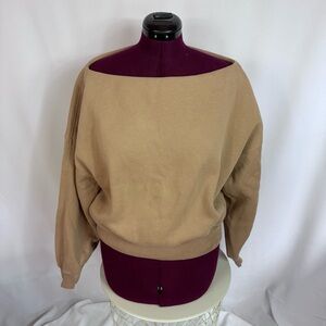 Abercrombie Soft A&F Boat Neck Sweatshirt Large Tan Cozy Lounge Top